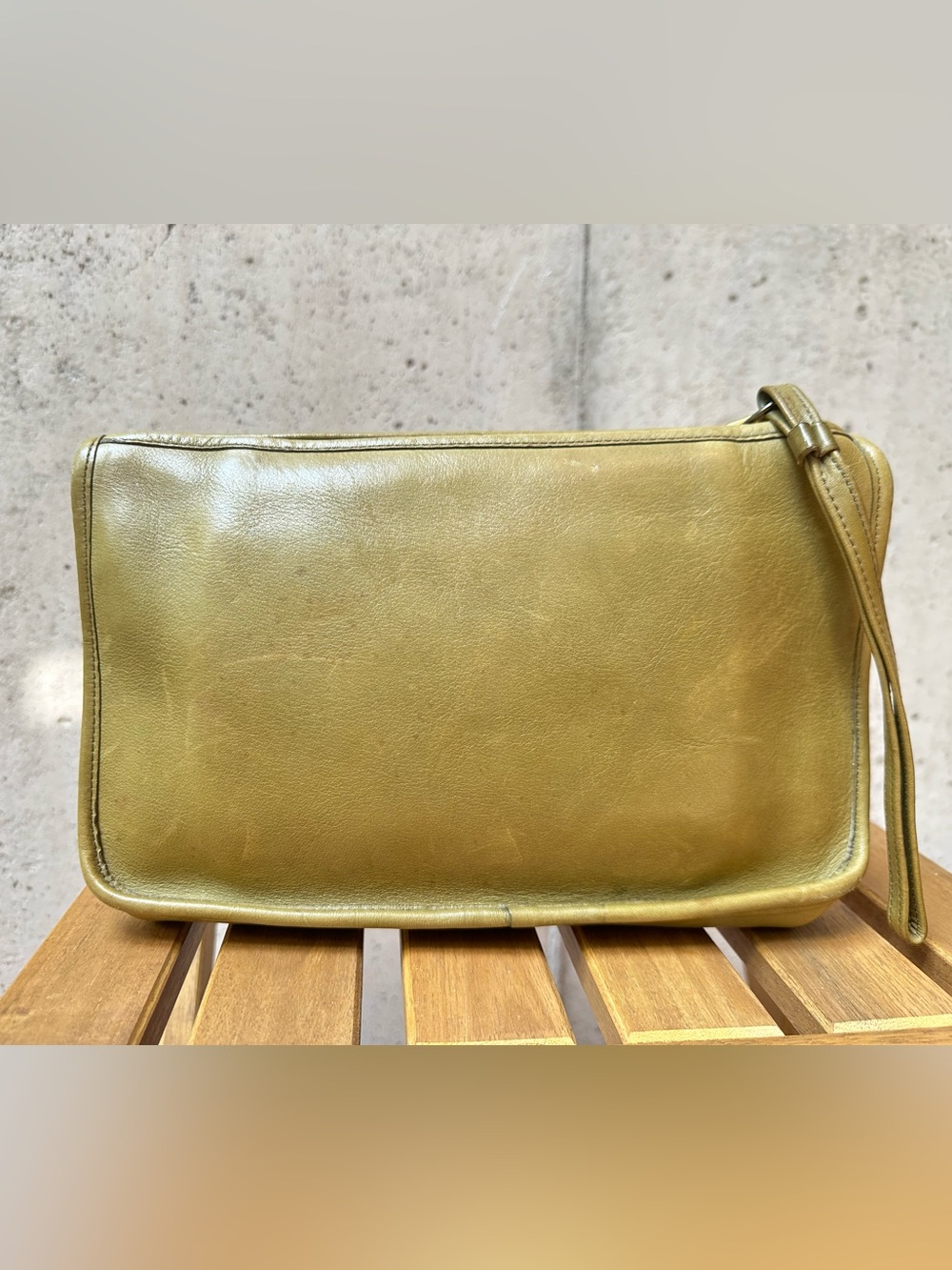RARE Vintage Coach Zippered Clutch Bag in Sage
